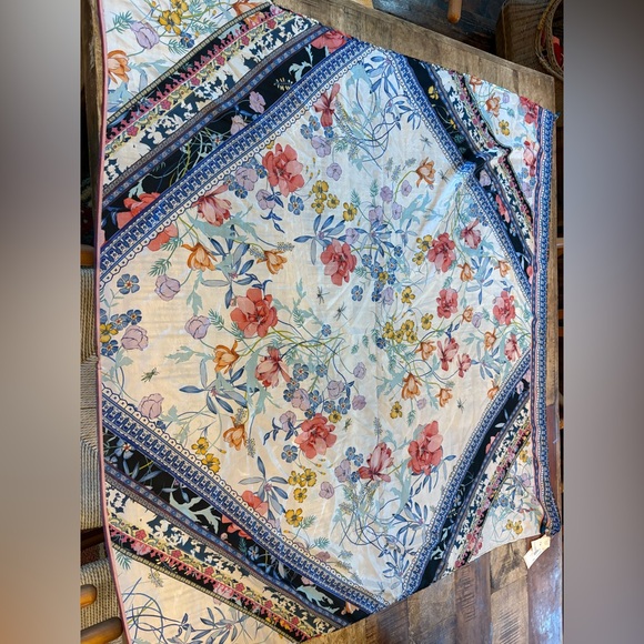 Johnny Was 100% Silk Scarf 44” X 44” Colorful Square - Picture 1 of 9